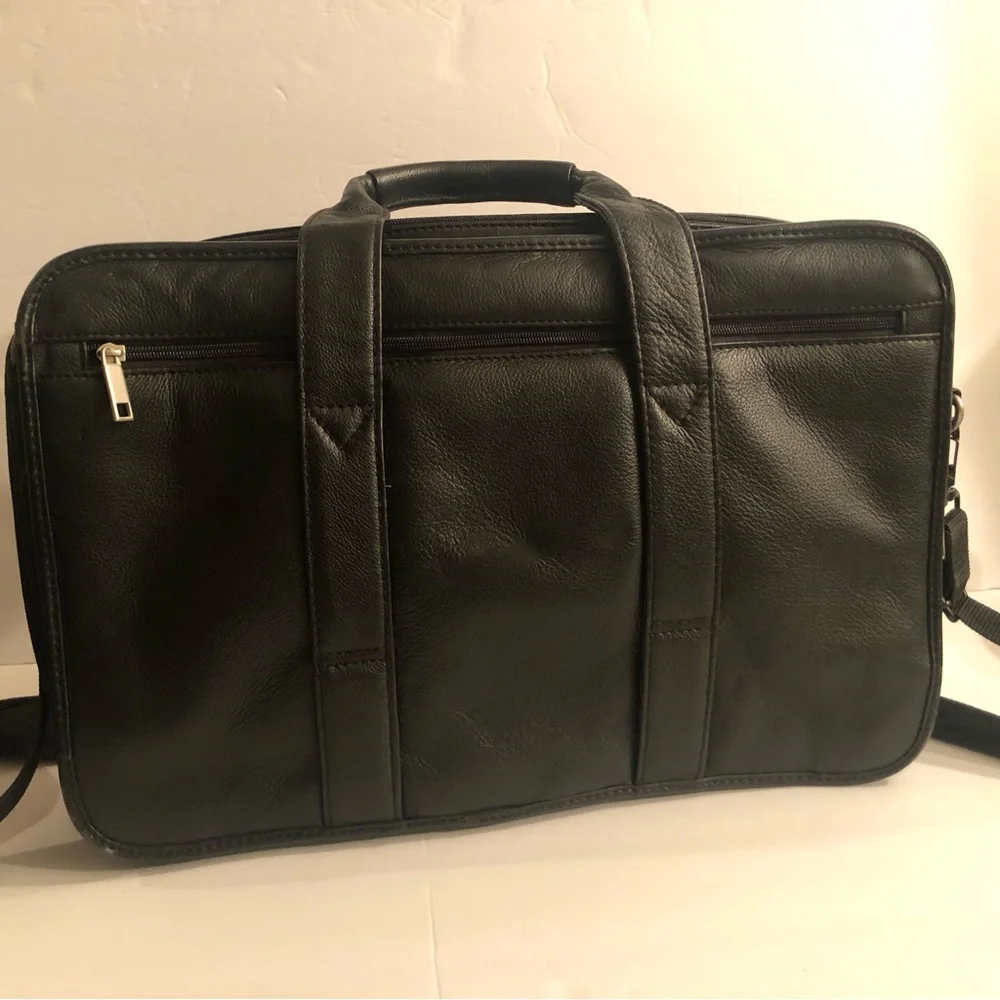 Stebco Leather Briefcase/ Computer Bag Black Handles and Shoulder Strap